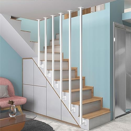Corrimano bianco per gradini esterni ed interni, corrimano ringhiera a L, ringhiera per scale, ringhiera in ferro battuto, sicurezza antiscivolo Corrimano per giardino attico villa (Size : 110cm)