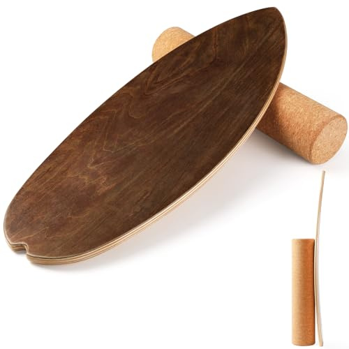 Balance Board, 15mm Dickes BalanceBoard + 10mm Korkrolle, Balance-Board Maximale Belastung 150kg, Indoor-Surfboard und Gleichgewichtsboard für Erwachsene