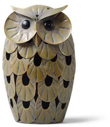 NENBOLEC Búho Escultura Figura Animal Estatua Moderno Arte Decoración 24cm | Metál Vintage Hogar Adorno Interior Artesanal Festivo Regalo para Dormitorio Oficina Salón