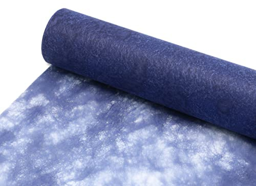 Sizocloud® Tischläufer in 20cm Breite und 25m Länge mit ca.100 gespiegelten Dekoherzen Gratis (Dunkelblau, 20cm)