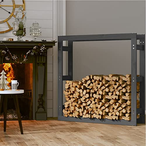 Gecheer Portaceppi in legno massello di pino, ampio spazio per legna da ardere, supporto per essiccazione, 100x25x100 cm, per inverno e fuoco