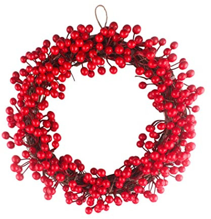 Couronne De NoëL Couronne De Baies Rouges 35 Cm Baies De NoëL Couronne pour Porte D'EntréE Baies Artificielles Couronne De Porte De Porte De Porte De Porte De Porte pour DéCoration De NoëL