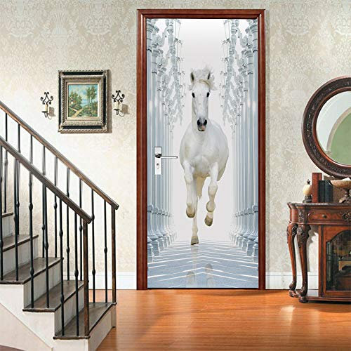 3d Türtapete Selbstklebend Tiere & Pferde Türposter Fototapete, Schlafzimmer Wohnzimmertür Aufzug Tür Aufkleber B90 x H200cm