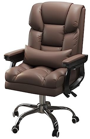 Ergonomischer Computer-Gaming-Stuhl für Erwachsene, hohe Rückenlehne, Chef-Stuhl mit Metallarmlehnen, höhenverstellbar, Schreibtischstuhl für Büro, Arbeitszimmer, Schlafzimmer, Wohnzimmer, Braun