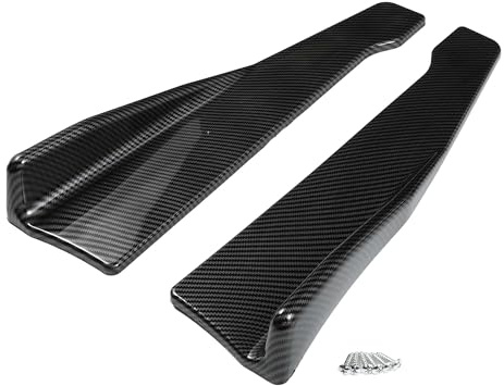 A ABSOPRO Auto Seitenschweller 48cm/18,9 Zoll Externer Rocker Splitter Diffusor Kit Universal Hochfeste ABS Schwarz Carbonfaser Muster Seitenschweller Verlängerung Panel Seitenunterkante