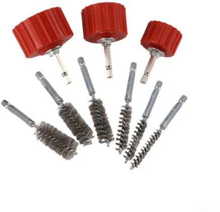 Kupferrohrreiniger-Set, 3/4-Zoll-Bohrmaschinen-Bohrmaschinen-Bürsten-Set, für Lötvorbereitung, inklusive Rohrbürsten und Stahlbürsten (9 Stück)