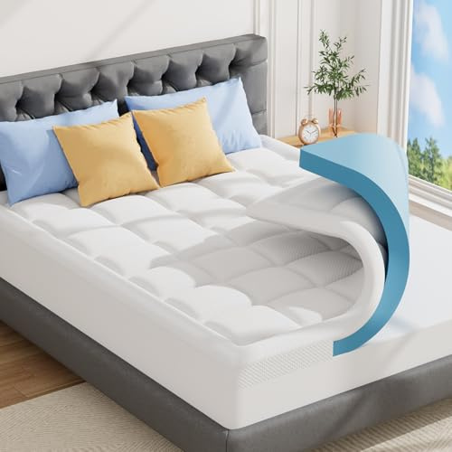 ABENE Topper 160x200cm – 7cm Matratzen Topper Stützschaum H4 mit Waschbarem Bambusfaser Bezug, Ergonomischer Matratzentopper für Boxspringbett, Atmungsaktiv & Druckentlastend (160x200cm, Weiß)