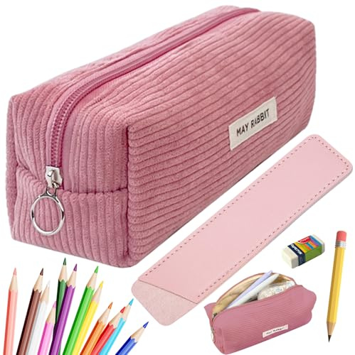 Mount Kumgang Cord-Stoff Federmäppchen, Etui Stifte Stylisches, Schreibwaren Organizer Tasche, Tragbares Federmäppchen, Ideal für Schule Büro(Mit Lederetui)