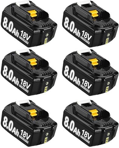 Replacement for Makita 18V Battery with LED Indicator Compatible with 18 Volt BL1860B BL1850B BL1840B BL1830B BL1815B for Makita Battery 18V (8.0Ah*6)