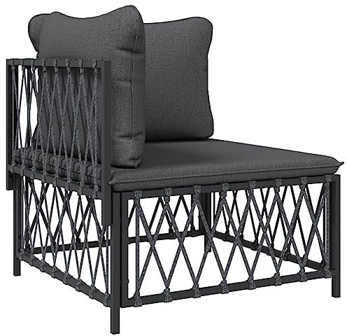 HETFTJN Outdoor Chair Gartensofa Gartenlounge Eckbank Balkon - Garten-Ecksofa mit Kissen Anthrazit Gewebe für Schwimmbad Garten Balkon Terrasse