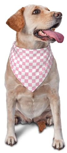 Hundehalstuch, rosa pastellfarben, kariert, Dreieck-Lätzchen, Hundetaschentuch, niedliches Hundezubehör, Hundehalstücher