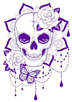Creative Beautiful Skull Lady Wall Stickers Vinyl Day of The Dead Boho Butterfly Tattoo Studio Decor Decals Mural Wallpaper Extra Large - 75x109cm