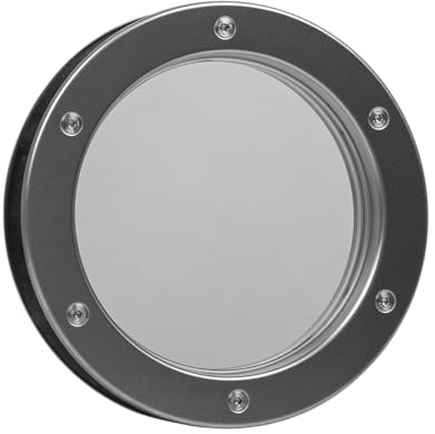 MLS Porthål B4000 AN för Dörrar, av Robust Aluminium, med VSG-Säkerhetsglas, Passar för 40 mm Tjocka Dörrar, Synliga Fästskruvar på Båda Sidor, Naturfärgad Aluminium, Ø 350 mm, Klart Glas