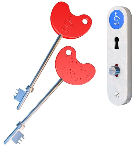 NKS Radar Key for Disabled Toilets UK – Easy-Grip Red Plastic Head with Braille, Steel Disabled Toilet Key 2-Pack – Unlocks 10,000+ Secure Toilets Across UK