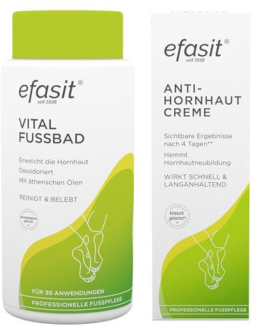efasit Hornhaut-Set – Fußpflege Basics mit efasit Vital Fußbad als basischer Hornhaut Badezusatz und efasit Anti-Hornhaut Creme mit Säure-Komplex; 400 g & 75 ml