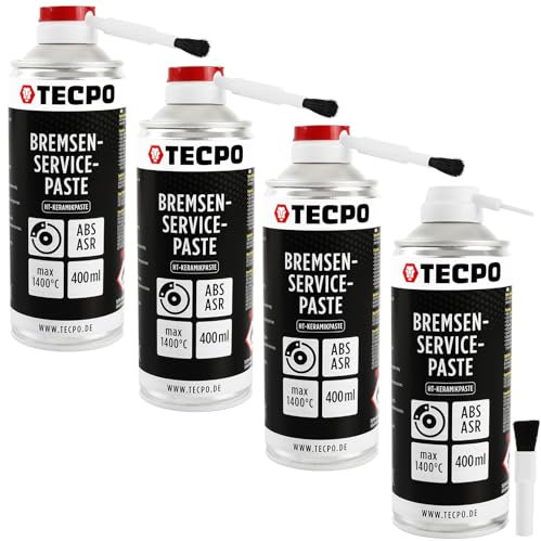 TECPO Lot de 4 pâtes de montage multi température - 400 ml - Lubrifiant permanent très résistant pour les disques de frein - Pâte anti-grincement - Pâte lubrifiante en céramique et cuivre