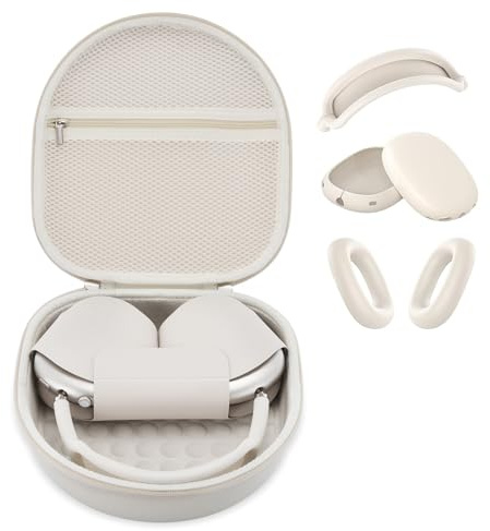 Case for Apple Airpods Max 2/ Airpods Max Headphones, Travel Portable Headphone Hard Case Cover Bag, Mesh Pouch with Zipper for Charger and Accessories (Starlight case & cover)