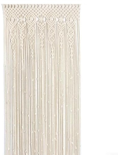 HOHOVYVY, cortina de macramé tejida a mano para puerta, decoración de pared para boda, ventana, puerta, 90x180cm, beige (90x200cm)