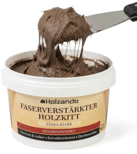Holzando® Faserverstärkter Holzkitt Extra Stark – Holzspachtelmasse für Holz, OSB & Wände – Holz Reparaturset für Innen & Außen – Fensterkitt, Holzpaste, Wood Filler Eiche dunkel 35-1Kg