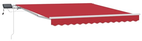 vidaXL Einziehbare Markise mit Rot 300 x 250 cm Stoff, Balkonabdeckung, UV-beständige Materialien, ausziehbarer Sonnenschutz, wetterfester Unterstand