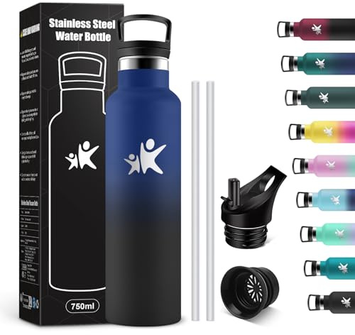 KollyKolla Borraccia Termica 750ml, Borraccia con CannucciaBorraccia con Cannuccia, senza BPA, Bottiglia Acciaio Inox, Isolamento Termico a Doppia Parete, senza Perdite, per Lavoro, Viaggio, Gym