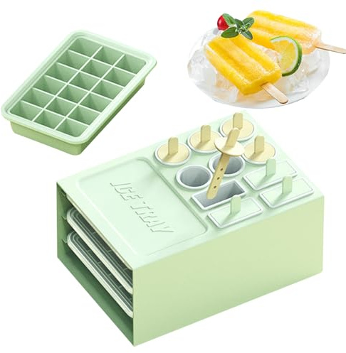 Kustimantu Moldes de Hielo de Silicona para Popsicles – Kit Reutilizable 2 en 1 de fácil liberación para Bebidas Heladas, Alimentos para Bebés, Pájaros y Congelador