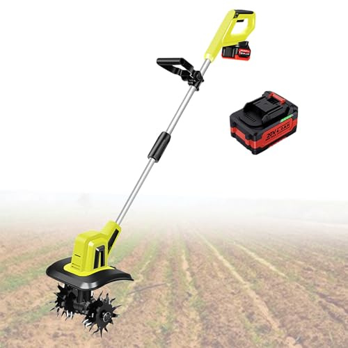LwiftGal Cordless Garden Rotavator - Powerful Soil Cultivator Garden Tool - with Lithium Battery and Fast Charger for Lawn/Gardening/Soil Cultivation 1battery