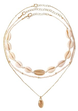Integrity.1 Boho Muschelkette, Muschelkette Damen Sommer Schmuck Natural Shell Choker Halskette, Natural Shell Choker Halskette, für Hawaii Kostüm Accessoires, Hawaii Party Deko, Festival Zubehör