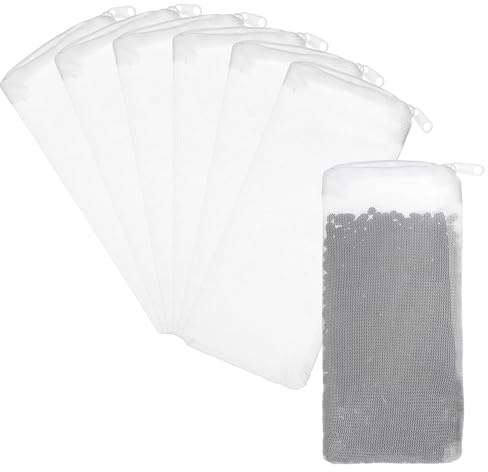Nogeqi 6 Packs Aquarium Filter Media Bags Fine Mesh Filter Bag | 8x 3 Filter Bags ith Plastic Zipper for Fish Tank Pond Fine Resins Activated Carbon
