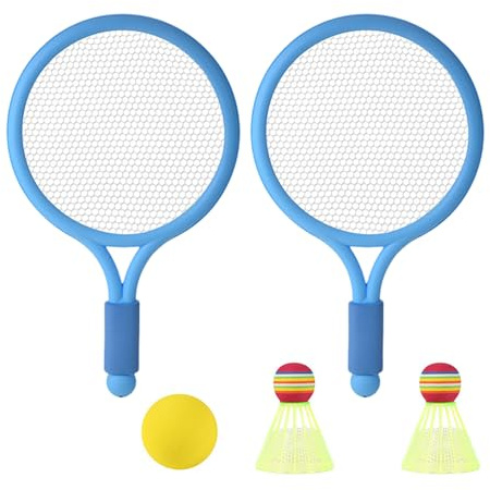 RWAJZAX Ensemble de raquettes de tennis pour enfant avec raquette de badminton et 2 housses de navette pour enfant garçon fille jeu de plage jeux en plein air