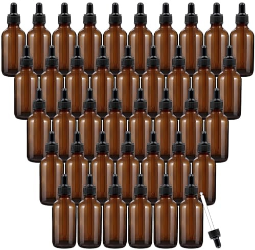 40 Stück Pipettenflasche Braunglas, 60 ml Apothekerflasche mit Glaspipette | Leere Tropfflaschen für ätherische Öle, Parfüm, Farbstoffe und Aromamischungen – ideal zum Dosieren