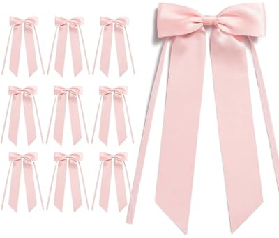 HUVZOR Lazos Rosa Lazos Regalo Decoración de Boda Lazo Rosa Cumpleaños para Pastel Regalo Guirnalda de Navidad Comunión, 10 Piezas(Rosa)