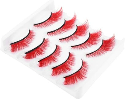 Baluue 5 Pairs Colored False Eyelashes Soft Flexible Band Natural Look Fake Lashes for Women Cosplay Halloween Party Self-adhesive Artificial Lashes