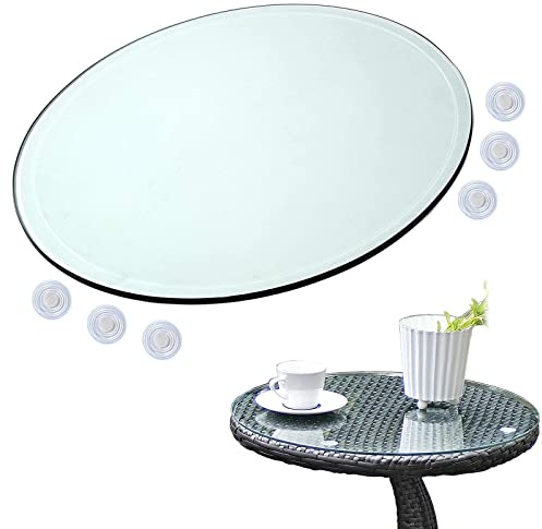 Mesa redonda de cristal templado, transparente brillante, ideal para mesas de comedor, 35/40/58/68/88/100 cm de diámetro
