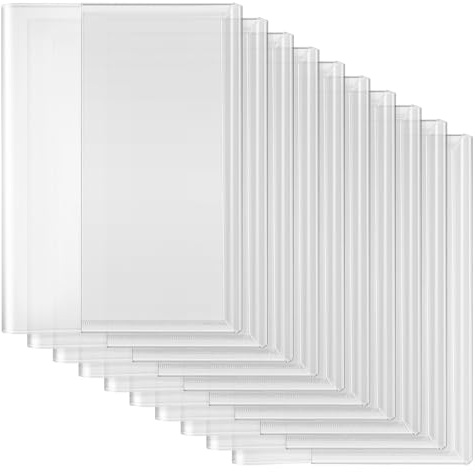 Gogogmee 10pcs Transparent Non-Slip Book Covers Reusable Textbook Sleeves with Adhesive Seal Protective Covers for Students School Exercise Books