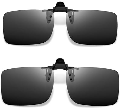 Joopin Clip Occhiali da Sole Polarizzata con Lenti Flip Up Senza Montatura per Uomo Donna Occhiali Clip-On All'Aperto/Guida/Pesca 2 Pezzi (Nero e Nero)