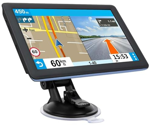Sistema de navegación Navegador GPS para Coche, camión y Autocaravana,Pantalla táctil de 7 Pulgadas, indicaciones navegación Paso a por Voz