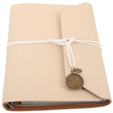 SMASOLO Album Fotografico Scrapbook Fai da Te Beige con Copertina PU Pagine Mobili Laminati e Kraft per Ricordi di Famiglia Viaggi Nozze e Anniversari