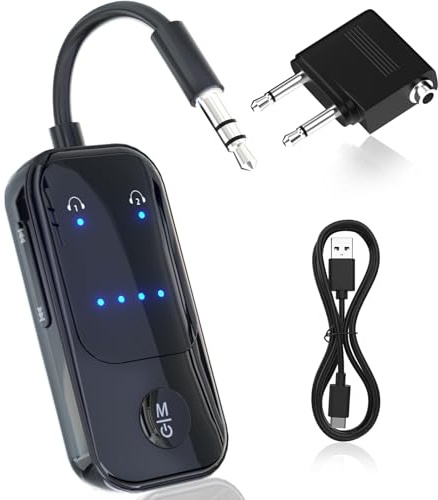 2026 [Upgraded] Bluetooth Transmitter 5.2 Receiver, aptX Adaptive 2 in 1 Wireless Aux Bluetooth Adapter, Dual Connection & Low Latency, Jack Audio Transmitter for TV, Airplane, Speaker, Car, Gym
