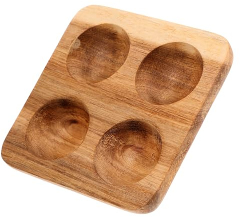 Homoyoyo Huevera de Madera de Acacia Rústica 4 Compartimentos Organizador para Huevos Frescos Bandeja para Refrigerador y Encimera Almacenamiento Práctico para Cocina y Comedor