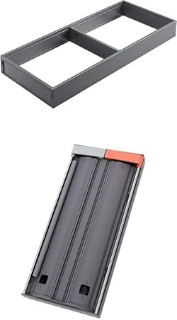 Blum Bundle AMBIA-LINE Schubladen-Organizer aus pulverbeschichtetem Stahl | 47×20×5 cm | Carbonschwarz + AMBIA-LINE Folienschneider | 2-in-1 Cutter für Frischhalte- & Alufolie bis Ø46 mm