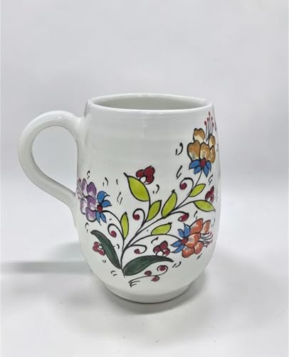 Brocca Caraffa in Ceramica Warda Del Flores – Caraffa Decorativa con Decoro Floreale Artigianale – Vaso per Fiori e Servizio Bevande, Design Tradizionale per Casa e Tavola