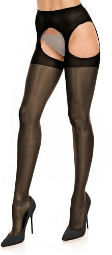 GLAMORY Plaisir Ouvert 20 medias de tirantes Negro L