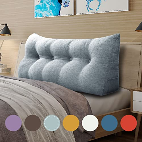 VERCART - Almohada de cuña para cama, cojín de respaldo para el sofá, cojín lumbar de apoyo para la espalda, almohadón blando ergonómico, para leer o ver la tele, mehrfarbig3, 120 cm