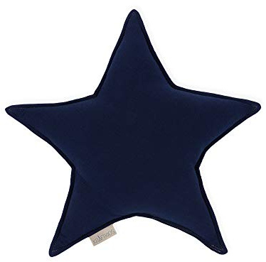 KraftKids Sternkissen Musselin dunkelblau, 45 cm großes Kuschelkissen, Deko-Kissen für das Kinder-Zimmer