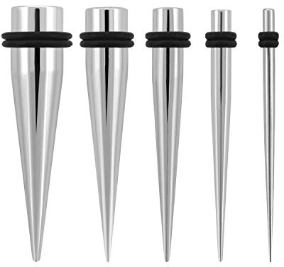 PiercingDoc Dehnstab für Tunnel 2er Set Chirurgenstahl Taper Silber