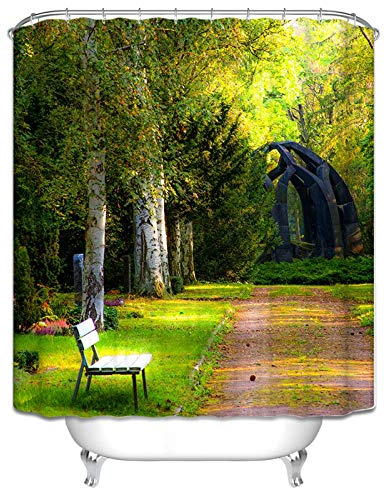 Daesar Duschvorhang Antischimmel Wald Vintage Duschvorhang aus Polyester-Stoff 180x180 cm