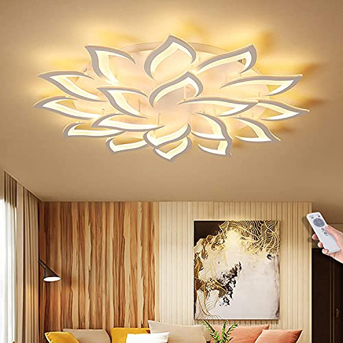 ENXING LED Deckenleuchte Blume Kreative Deckenlampe Innen Decken Beleuchtung Für Schlafzimmer Wohnzimmer Mit Fernbedienung Küche Esszimmer Weiß Acryl Lampenschirm Dekorative Dimmable Lampe,18 heads
