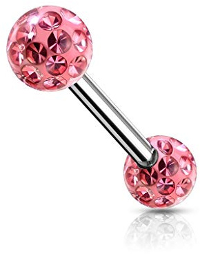 beyoutifulthings Brustwarzen-Piercing 2 Pavé Kristall-Kugeln 5/6mm Brust-Piercing Nippel-Piercing Chirurgenstahl Stab 12/16mm
