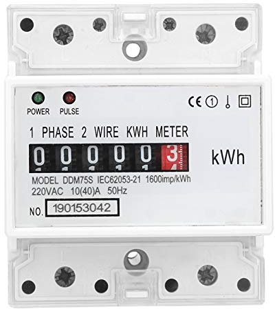 Contatore kWh Monofase, Contatore Elettrico su Guida DIN con LED 4P su Guida DIN Consumo di Energia Elettrica Wattmetro Energy Mete 220V/230V 50/60Hz